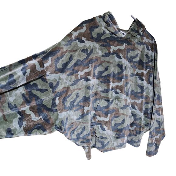American Eagle Y2K Hoodie Camo Velvet Oversized Pockets Streetwear Comfy Sz L - Picture 3 of 6